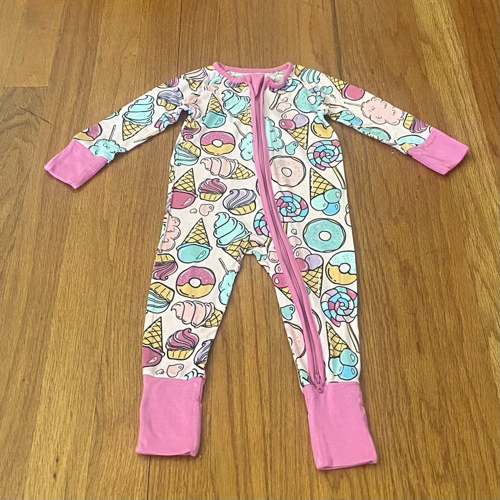 Little Sleepies Ice Cream- Donuts Sweets-Print Footie Pajamas